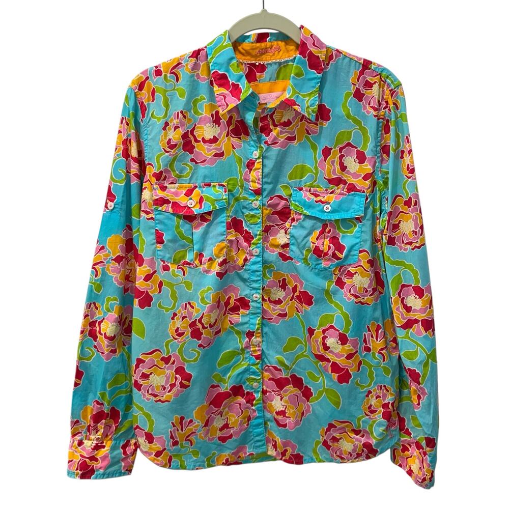 Lilly Pulitzer Floral Blouse - Blue and Pink